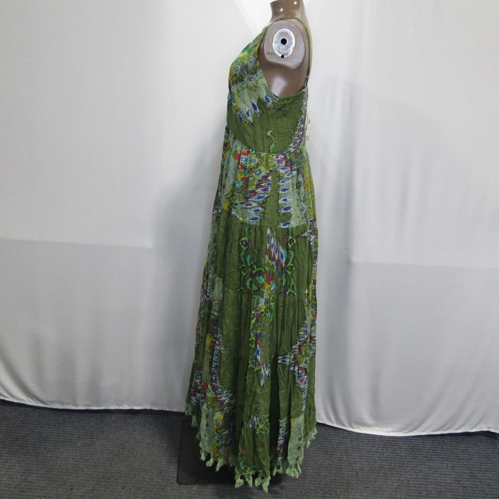 Anthropologie Barok Paris Sleeveless V-Neck Tiered Dress Green - Picture 8 of 10